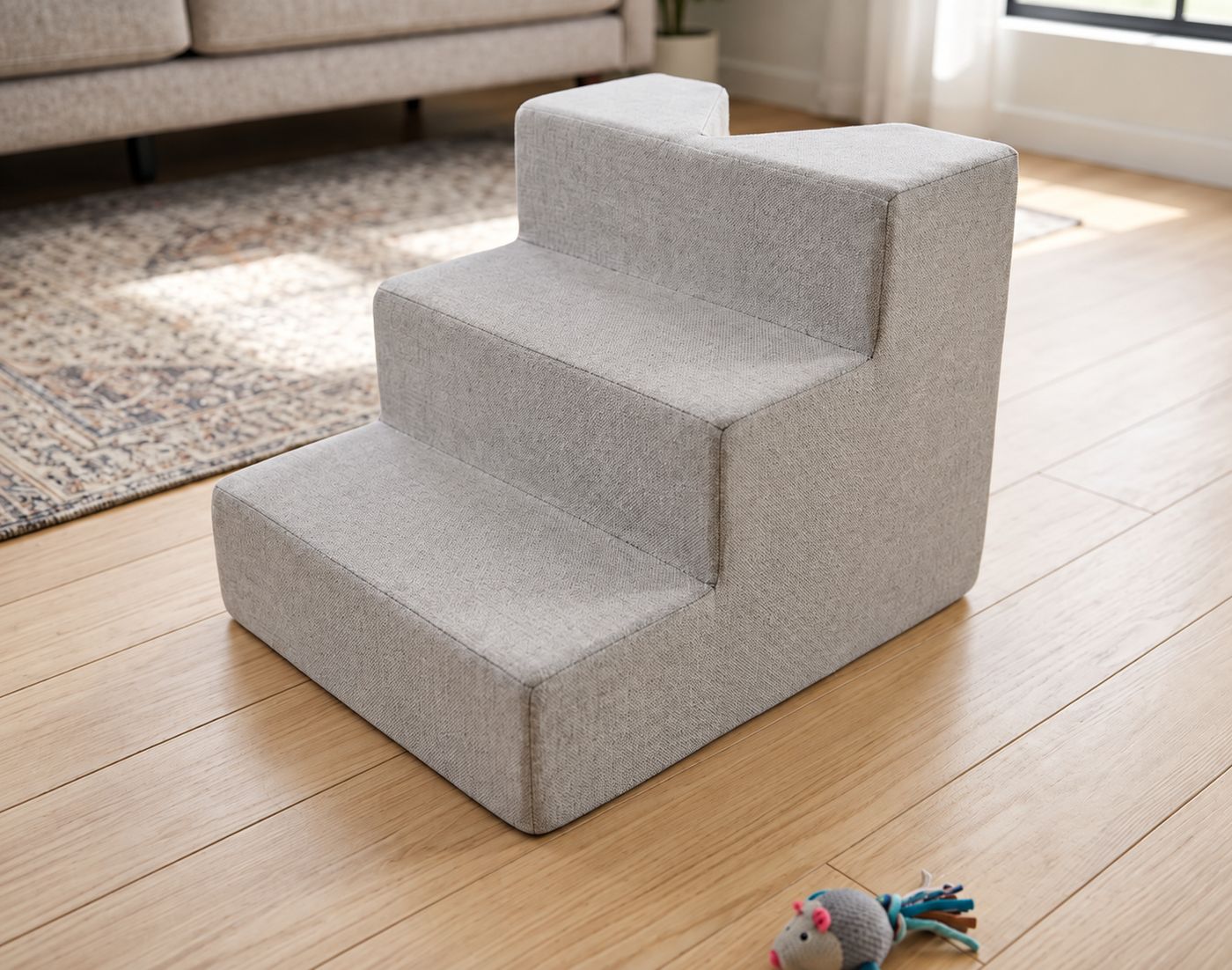 Compact upholstered EZ Pet corner-access stair concept
